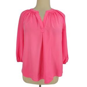 Crown & Ivy Icon Peasant Blouse – Neon Pink